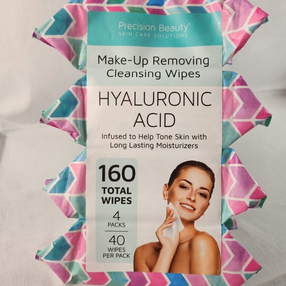 Precision Beauty Make-Up Removing Cleansing Wipes HYALURONIC ACID  4 Packs = 160 - Picture 2 of 7